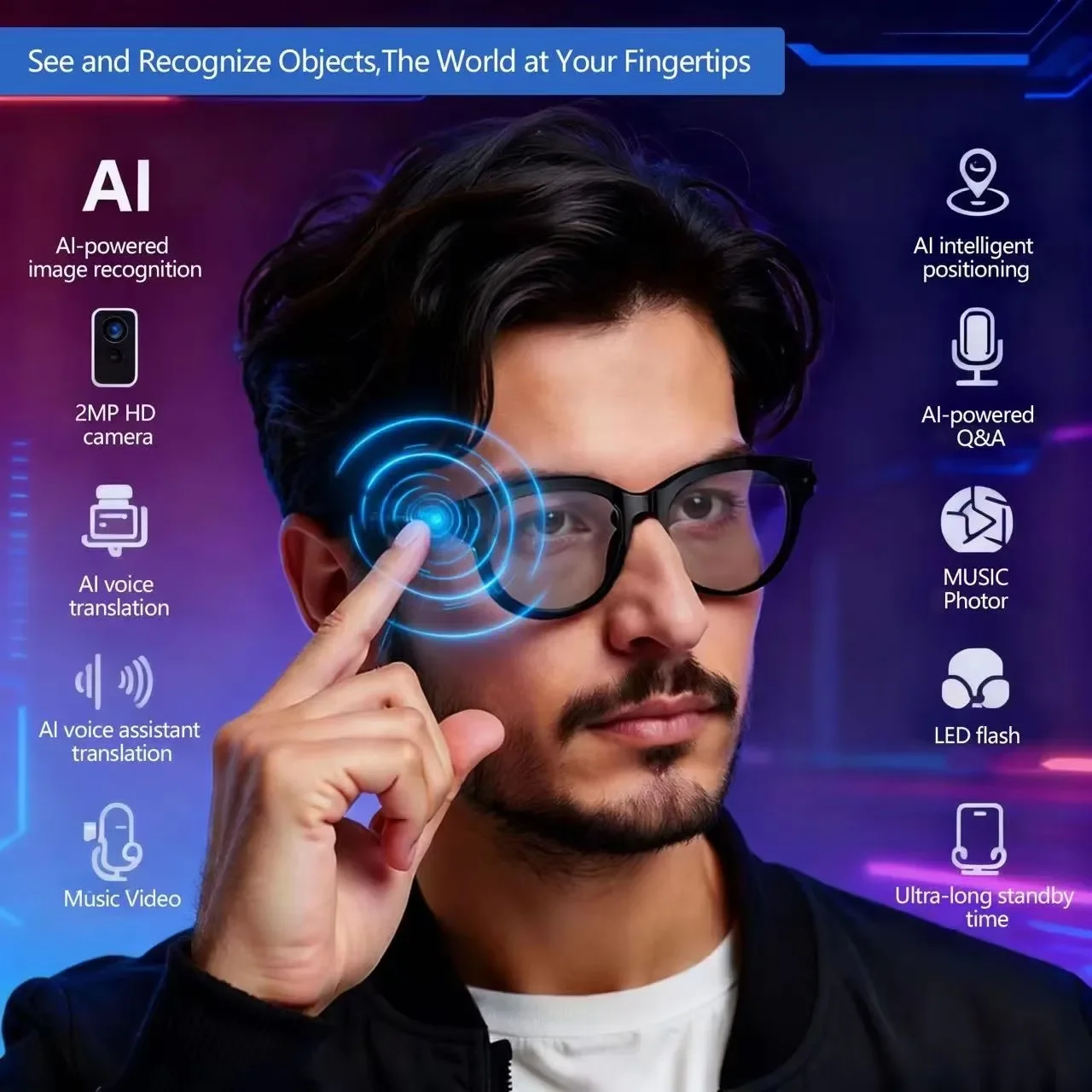 Audio Music Ai - Occhiali da Sole AI per Uomo