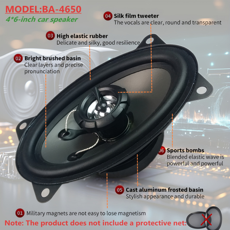 Audio Universal Music - Altoparlante coassiale per auto 4x6 pollici,
