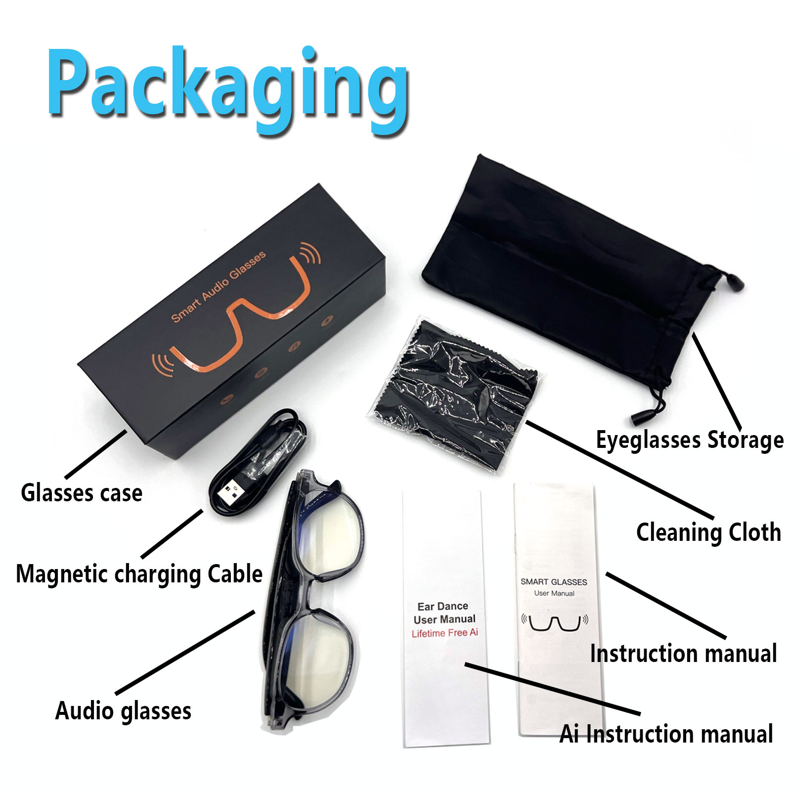 Audio Music Bluetooth - Occhiali Audio Intelligenti, Traduzione in Tempo